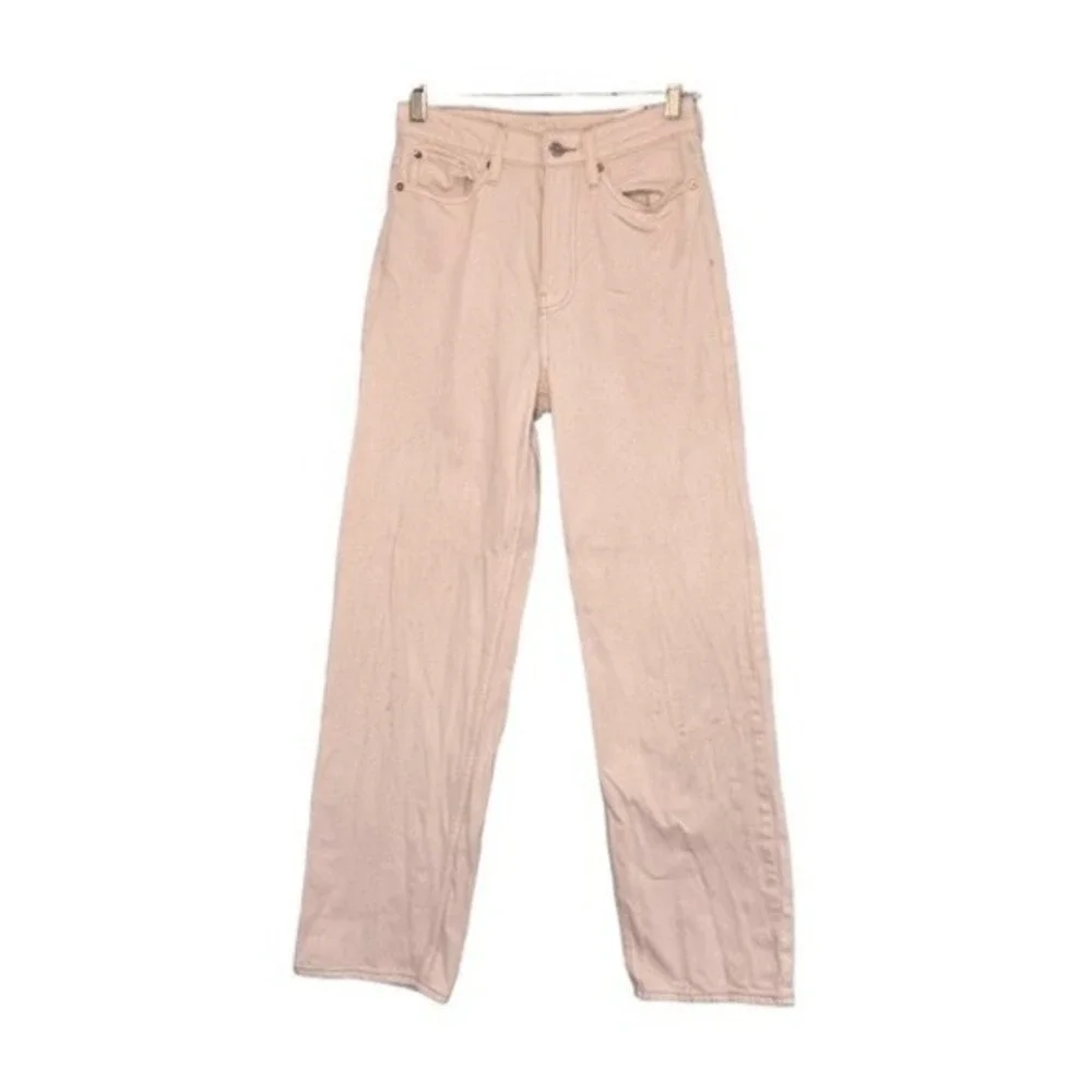 H&M &denim Straight Leg Jeans‎ White Denim High Rise Loose Fit 4